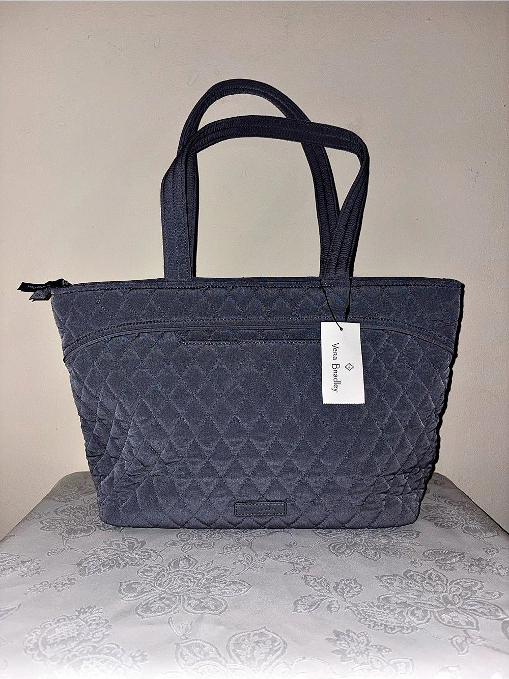 NWT Vera Bradley Performance Twill Tote Bag & Zip ID Case Wallet Set Solid Gray